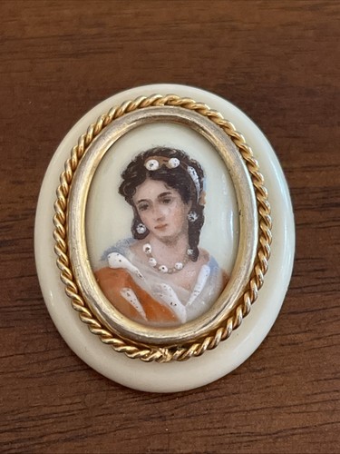 Vintage cameo limoges brooch - cameo,